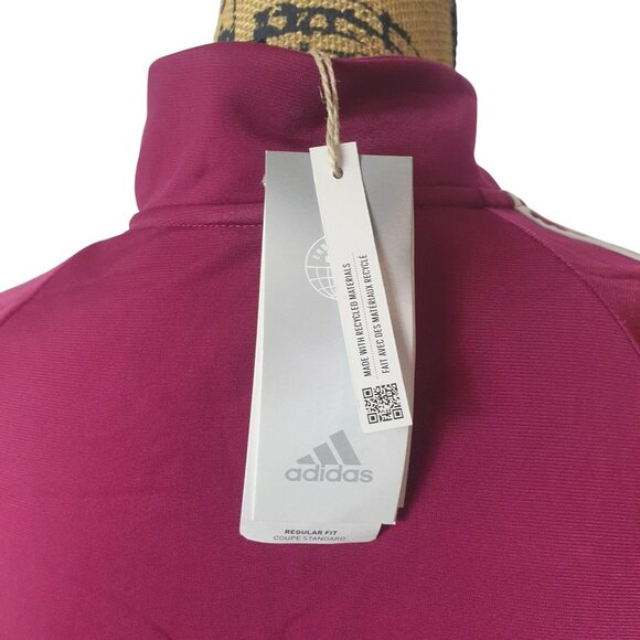 Adidas Womens Tricot Jacket M Maroon 3-Stripe Primegreen Track Jacket Essential - Picture 8 of 9